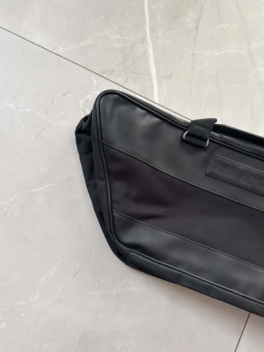 Harley-Davidson Black Nylon and Faux Leather Motorcycle Saddlebag